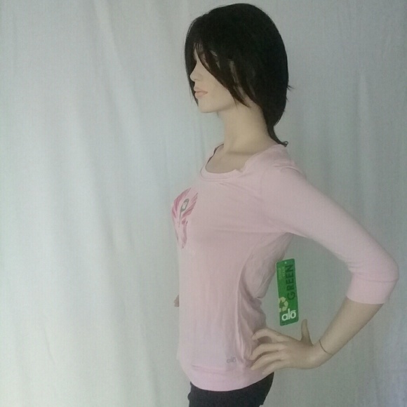 ALO BAMBOO T - SHIRT 3/4 SLEEVES  Powder Pink ALO - Picture 8 of 14